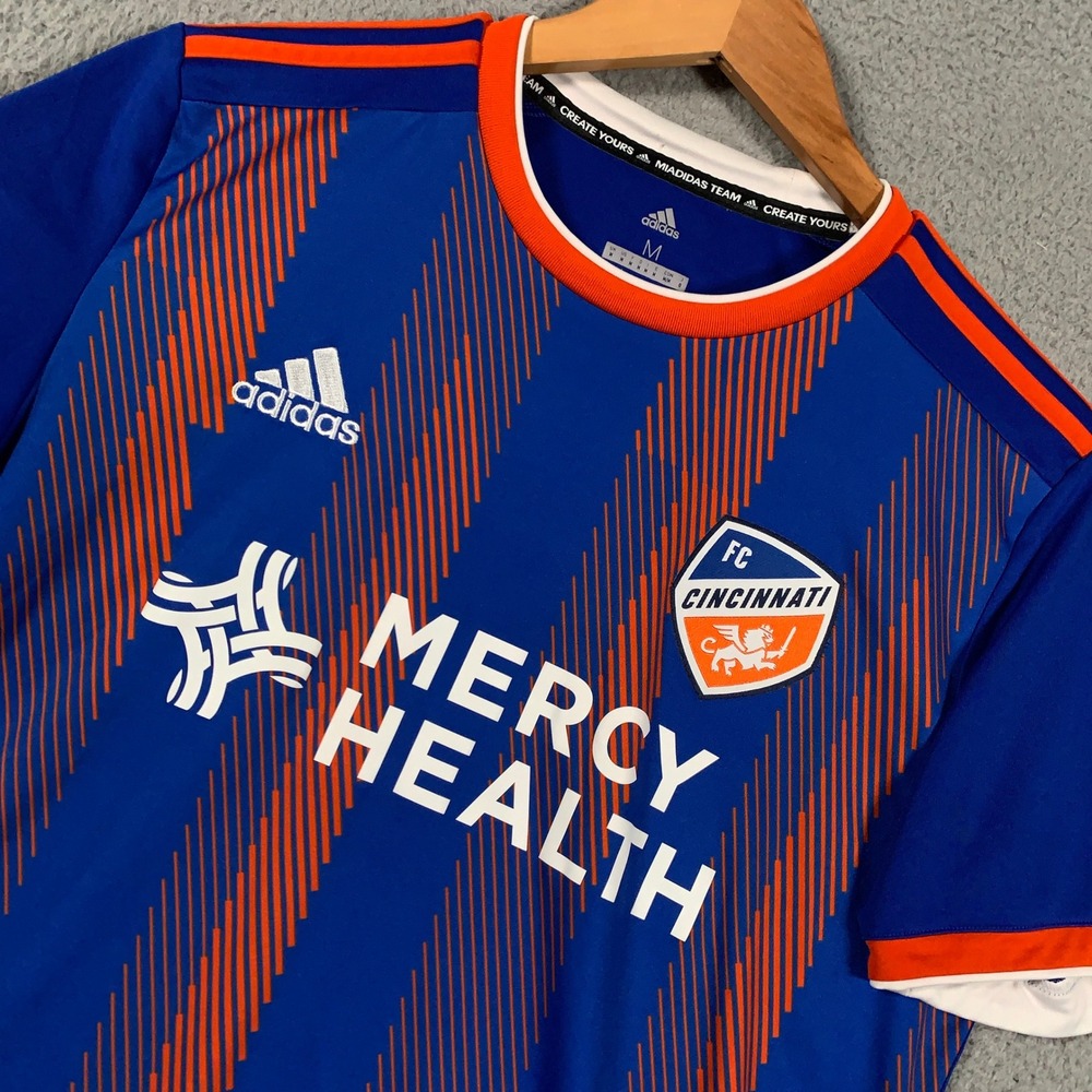 Adidas FC Cincinnati Primary Jersey Mens Medium Blue Orange 2019 Inaugural MLS
